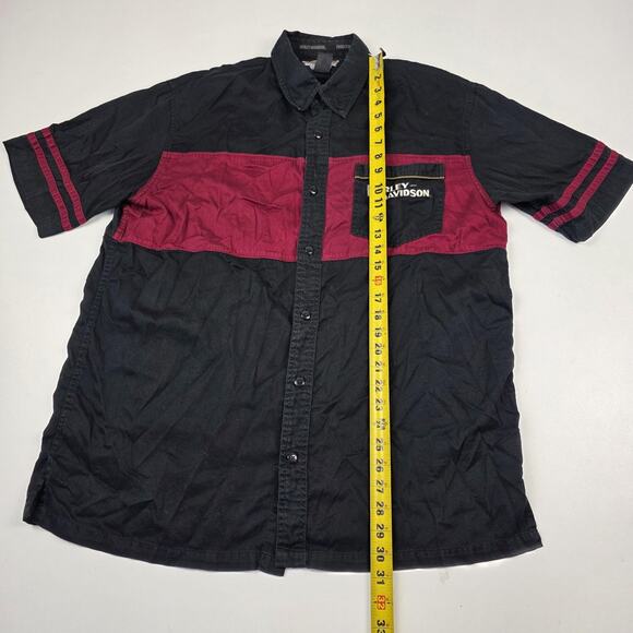 Vintage Harley-Davidson Shirt Mens Large Burgundy Short Sleeve Embroidered 90s - Picture 7 of 11